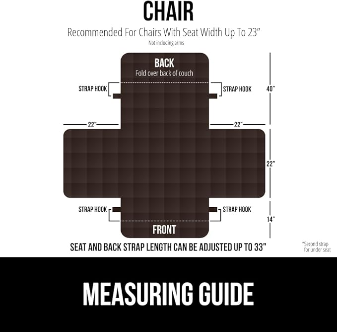 GORILLA GRIP Patented Waterproof Slip-Resistant 23" Chair Protector Cover, for Leather or Fabric Couch Cushion, Large Microsuede Furniture Covers Dogs Pets Machine Washable Slipcover, Brown