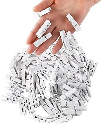 DECORA 3.5cm Sturdy White Wooden Mini Clothespin Photo Clips Pack of 200