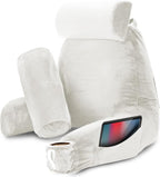 Nestl Reading Pillow Large Bed Pillow, Back Pillow for Sitting in Bed Shredded Memory Foam Chair Pillow, Reading & Bed Rest Pillows White Back Pillow for Bed, Bed Chair Arm Pillow with Pockets