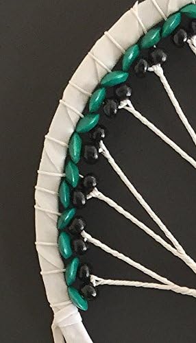 OMA Dream Catcher, Tree of Life Design with Feathers and Beads, White Suede Authentic Traditional Dream Catcher Boho Home Decor Bedroom Decoration Gift - Large Size - 36" Long x 11" Diameter (Green)