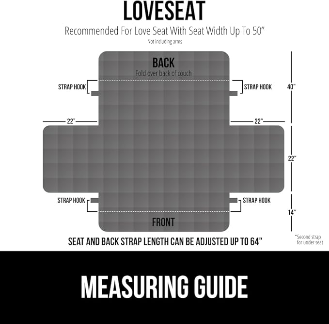 GORILLA GRIP Patented Waterproof Slip-Resistant 50” Loveseat Protector Cover, for Leather or Fabric Couch Cushion, Large Microsuede Furniture Covers Dogs Pets Machine Washable Slipcover, Charcoal