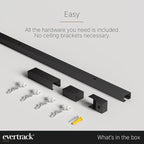 Curtain Track - Ceiling Mounted Curtain Rail for Curtains, Drapes, and Room Dividers - USA Made - Medium (16 Feet), Jet Black
