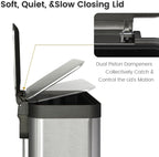 50 Liter / 13 Gallon Trash Can, Fingerprint Proof Stainless Steel Kitchen Trash Can with Removable Inner Bucket, Step Trash Bin for Home Offices and Public Areas