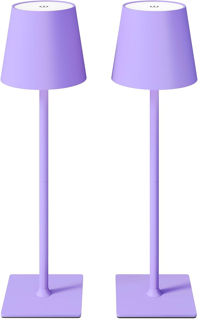2 Pack Cordless Table Lamps, 3 Colors Stepless Dimming, 5000mAh Rechargeable Battery LED Desk Lamp for Bedroom/Couple Dinner/Desk/Cafe/Dining Room/Terrace