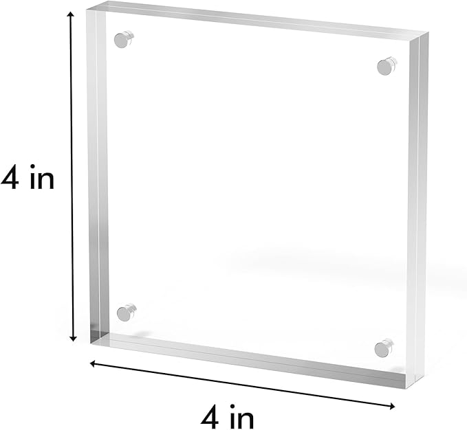 4x4 Acrylic Picture Frame 3 Pack, Clear Freestanding Double Sided Frameless Magnetic Photo Frames, Desktop Display Decor Gift