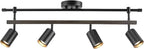 Globe Electric 60023 Nashville 4-Light Track Lighting, Matte Black, Faux Wood Accent Bar, Bulb Not Included
