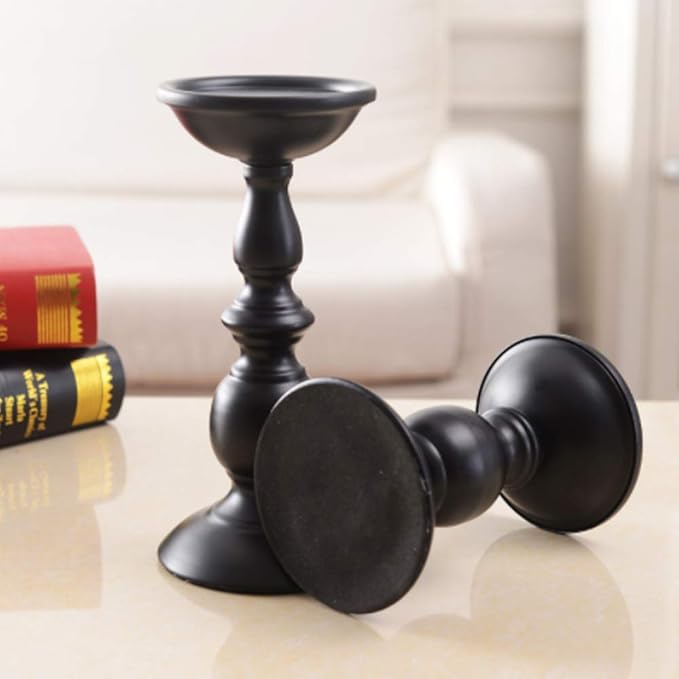 Retro Iron Candle Holder Cylindrical Candle Holder Table Candle Holder for Wedding, Festival and Birthday Candlelight Dinner Decorative Light Home Décor Ornament Wedding Table Ornament (2Pcs)