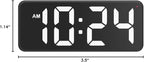 LED Digital Wall Clock with Large Display, Big Digits, Auto-Dimming, 12/24Hr Format, Modern Electric Small Silent Wall Clock for Living Room, Bedroom, Classroom, Farmhouse, Kitchen, Office - White
