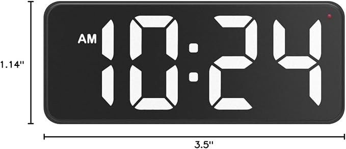 LED Digital Wall Clock with Large Display, Big Digits, Auto-Dimming, 12/24Hr Format, Modern Electric Small Silent Wall Clock for Living Room, Bedroom, Classroom, Farmhouse, Kitchen, Office - White