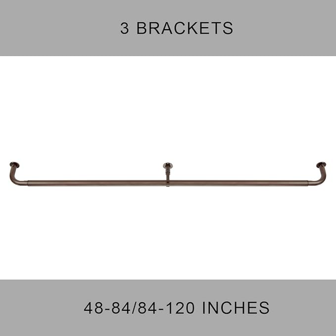 Room Darkening Curtain Rod, Wrap Around Design, Extra-Thick 1-Inch Diameter Single Drapery Rod, Extendable Metal Rod Set for the Blackout Curtains and Sheer (Coffee Gold, 84-120")