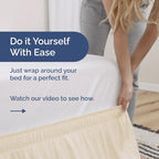 Wrap Around Dust Ruffle Bed Skirt - Off White - for King Size Beds w/ 15 Inch Drop - Easy Fit Elastic Strap - Adjustable Pleated Bedskirt w/Brushed Fabric - Wrinkle Free - Women, Men, Kids & Teens