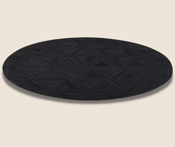 Round Black Rug – Modern Circular Rug with Non-Slip Backing | Soft Low-Pile Carpet for Living Room, Bedroom, Nursery, or Entryway(6x6)