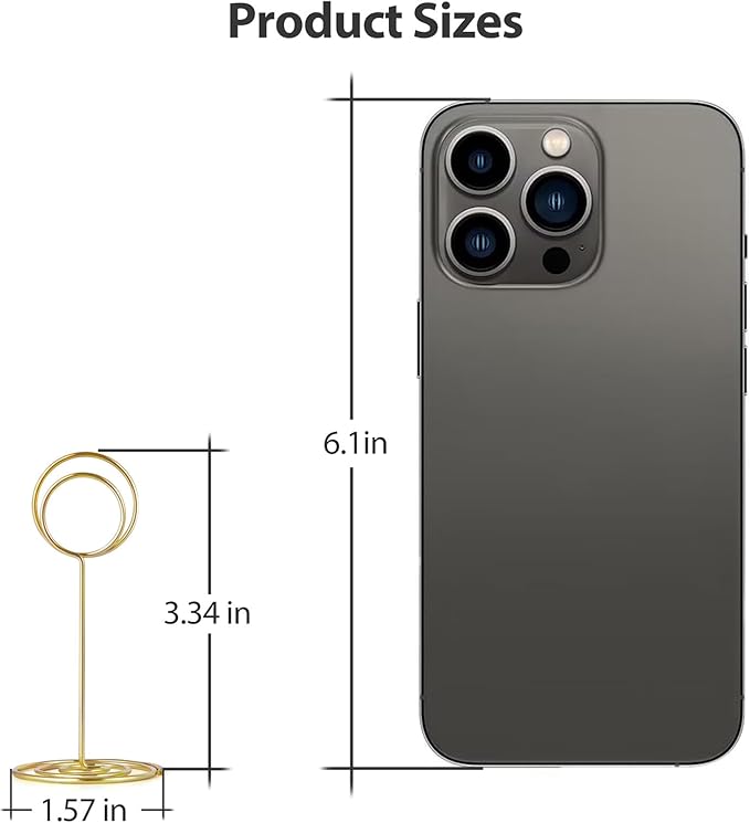 20 PCS Table Number Holder Table Card Holder Cards Stand Name Menu Clips Picture Holder (Gold)