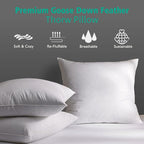 APSMILE Organic 18x18 Feather Down Throw Pillow Inserts Set of 2, 100% Cotton Fabric, Soft Fluffy Square Decorative Pillow Form Core for Sofa, Bed, Couch, Cushion Sham Stuffer