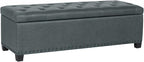 Joveco 47 Inch Storage Ottoman Bench,Tufted Fabric Storage Bench with Nailhead Trim for Bedroom (47”,Gray)