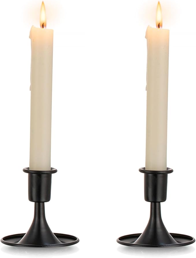 Black Candlestick Candle Holders for Taper : Romadedi Candle Stick Holder Vintage Table Centerpiece Halloween Decoration Wedding Christmas Fireplace Mantel Home Deocr Set of 2