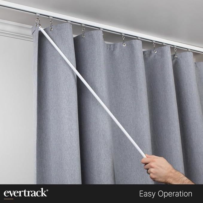 Curtain Wand - Aluminum Curtain and Drapery Pull Rod with Stainless Steel Hardware for Curtains, Draperies, and Room Divider Curtains - 24 Inches, White - Pack of 2