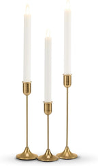 Candlestick Holders, Taper Candle Holders Set of 3, Gold Vintage Candle Sticks Holder Decor for Table Centerpiece, Fireplace Mantel, Weddings & Housewarming Décor with Gift Box