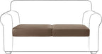 Yates Home PU Leather Couch Sofa Cushion Slipcover Water-Proof Elastic Chair RV Seat Covers Loveseat Sofa Furniture Protector Slip Cover for Settee Seater Replacement Living Room（2 Pieces, Camel）