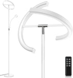 White LED Floor Lamp - Dimmable 2 Lights Standing Lamp with Remote&Touch Control, 4 Color& 10 Brighness Adjustable Floor Reading Light, Modern Tall Lamp for Living Room Bedroom Office Corner