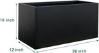 Black Planter Box Galvanized Steel Metal Planter Rectangular Indoor Large Outdoor Planters Steel Metallic Heavy Flower Pot 36In x 12In x 16In Commercial Residential for Patio, Deck, Backyard, Garden