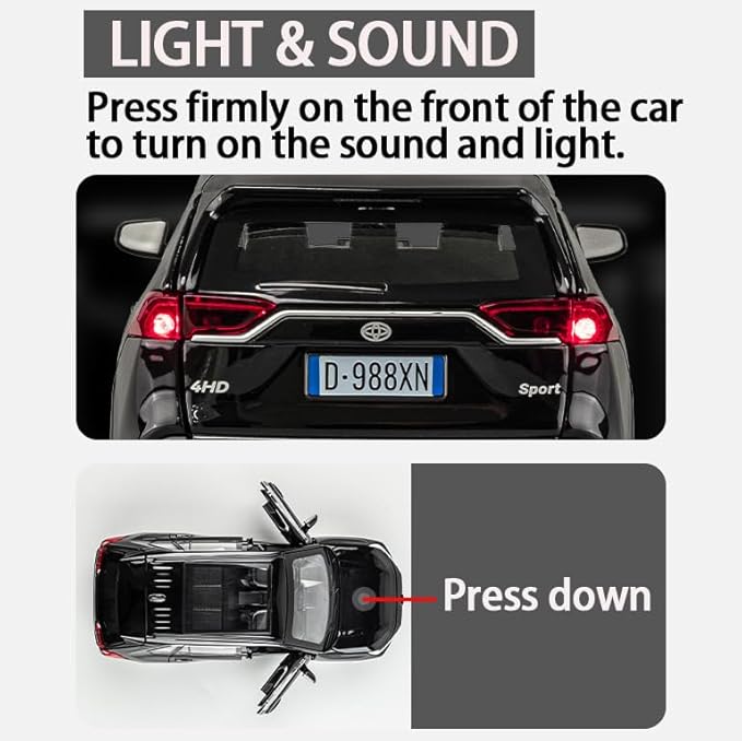 Model Car Compatible 1/32 RAV4 Toy Car Alloy Diecast Collectible Model with Light and Sound Toy Vehicle for Boys Kids Toddler Gift Black car