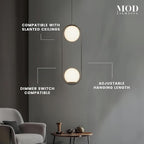 𝗠𝗢𝗗 𝗟𝗜𝗚𝗛𝗧𝗜𝗡𝗚 Jewels & Pearls | Modern Black Pendant Light Fixture, Globe Pendant Light for Kitchen Island Lighting, Dimmable LED Bulb Included, 1 Pack (Black | Warm White | Long Oval)