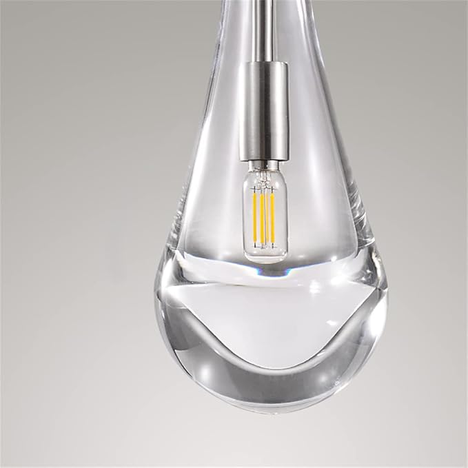 Raindrop Pendant Lights Set of 2, Nickel Pendant Lights Kitchen Island, Brushed Nickel Kitchen Island Light Dining Room Light Fixture, Chandelier for Bedroom Bathroom,Bulb Included