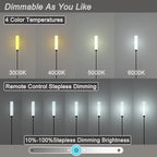 Floor Lamp with Remote Control,Bright Floor Lamps for Living Room/Bedroom/Office, Stepless Adjustable 3000K-6000K Colors and 10-100% Brightness,Standing Light with Foot Switch (Black)