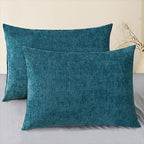 CaliTime Throw Pillow Covers Decorative 20 X 26 Inches Pack of 2 Cozy Chenille Standard Pillow Shams Cases for Couch Sofa Bed Living Room Home Ocean Blue