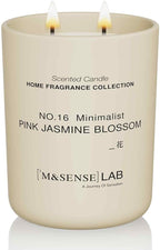 M&SENSE Natural Soy Candle| Pink Jasmine Blossom | 16.6 oz, 95H Burn | Minimalist Scented Candle for Relaxation, Gifting, Home Décor | for Bedroom, Office, Party Large