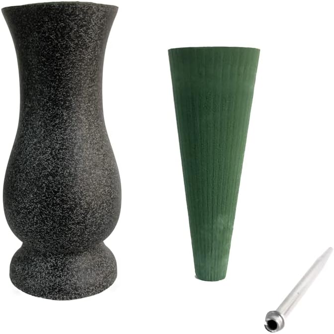 In Ground Grave Vase Cemetery Vase Grave Decoration Memorial Floral Vases with Spike and Floral Foam (Flowers are not Included)