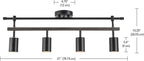Globe Electric 60023 Nashville 4-Light Track Lighting, Matte Black, Faux Wood Accent Bar, Bulb Not Included