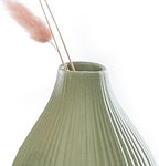 Chive ‘Frost’ Ceramic Flower Vase — Set of 6 Beautiful Small Bud Vases for Flowers & House Plants — Perfect Shelf Centerpieces and Living Room Decor — Olive Green