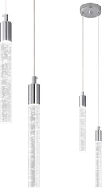 Modern Light Fixture Kitchen Island Pendant Light Dimmable LED Chrome Pendant Lights Mini Crystal Pendant Lighting for Bedroom Dining Room Living Room（2-Light ）