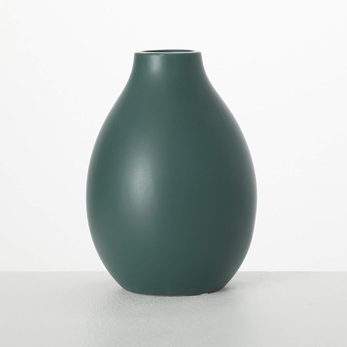 Sullivans Matte Teal Ceramic Flower Vase 9" Tall, Versatile Modern Home Decor Vase for Flowers, Decorative Accent for Kitchen, Living Room, Office
