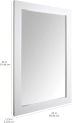 Amazon Basics Rectangular Wall Mount Mirror 24" x 36", Wide Trim, White