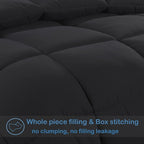 EASELAND California King Down Alternative Comforter - Quilted Duvet Insert for All Seasons, Soft Lightweight with Corner Tabs, Summer Winter Warm Bedding, Black 96x104 Inches