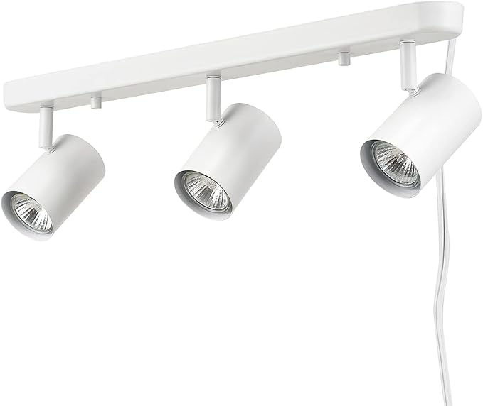 Globe Electric 60024 22" 3-Light Plug-in Track Lighting, Matte White, 15 Foot Cord, in-Line On/Off Rocker Switch, Kitchen, Bathroom, Home Essentials, Ceiling Light, Dorm, Dining Room, Hallway