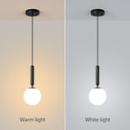 Modern Hanging Light Fixture Pendant Lighting for Kitchen Island Mid Century Black Pendant Lights with Globe Milky White Glass Pendant Light for Bedroom Bathroom Entryway (2 Pack)