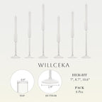 Candle Holder, Glass Taper Candle Tall Candlestick Holder, 3 Different Heights, for Table Centerpiece, Wedding, Party, Clear, 6pcs
