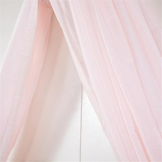 Lotus Karen Princess Bed Curtains Canopy, Cute Lace Mosquito Net with Metal Crown for Girls Kids Toddlers Crib Bedroom Decoration