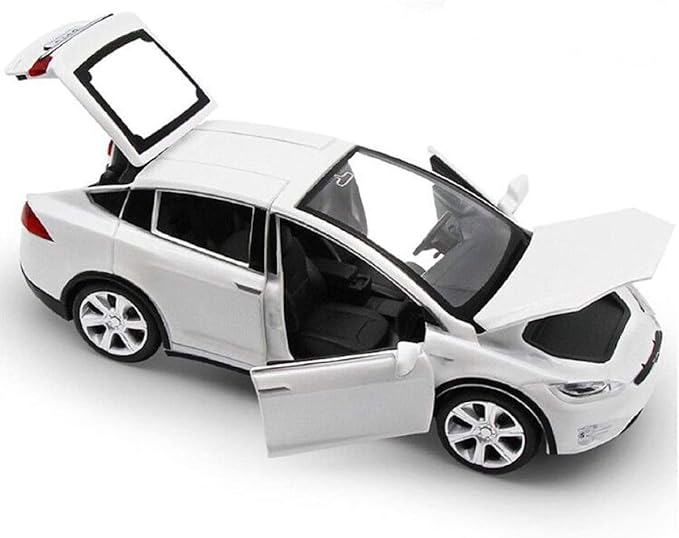 Toy Car Model X, Pull Back Car Toys Alloy Vehicles with Lights and Sound 1:32 Scale Model Car (White)