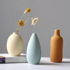 Abbittar Ceramic Vase Set of 3, Minimalist Flower Vase for Rustic, Modern Farmhouse, Living Room, Shelf, Table, Bookshelf, Mantel and Entryway Decor - Multicolor