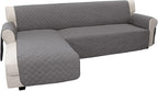 Easy-Going L Shape Sectional Couch Cover - Chaise Slip Cover Reversible Sofa Protector for Pets & Kids (Small, Gray/Gray)