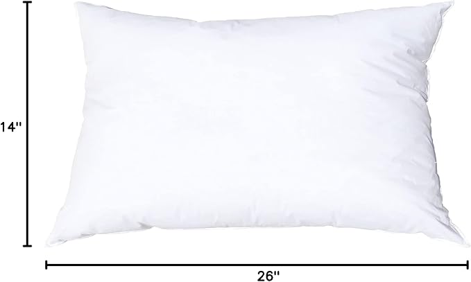 Pillowflex Synthetic Down Pillow Insert - 14x26 Down Alternative Pillow, Ultra Soft, Large Rectangle, Lumbar, Travel, Neck, Sleeping Pillow - 1 Decorative Pillow Form