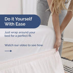 Wrap Around Dust Ruffle Bed Skirt - Antique White - for King Size Beds w/ 15 Inch Drop - Easy Fit Elastic Strap - Adjustable Pleated Bedskirt w/Brushed Fabric, Wrinkle Free Women, Men, Kids & Teens