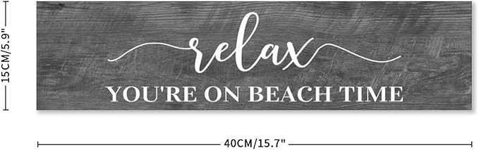Generic Funny Wood Sign Relax You're On Beach Time Rustic Wooden Hanging Sign Home Farmhouse Kitchen Wall Decoration 16 x 6 Inch