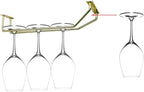 10.8 Inch Gold Wine Glass Rack, Under Cabinet Wine Glass Holder, Wine Glass Hangers Under Shelf, Stemware Rack, Hanging Stemware Holder for Cabinet Kitchen Bar, Set of 4