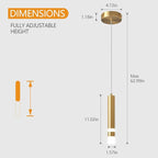 Modern Pendant Light Kitchen Fixture Dimmable LED Gold Mini Pendant Lighting fo Kitchen Island Bedroom Bedside Table Small Pendant Lights (2-Pack)